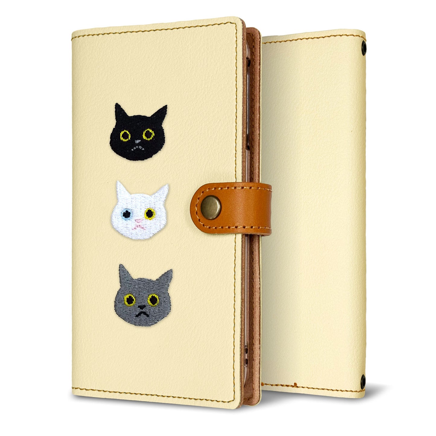 Xperia 1 III SO-51B docomo 刺繍 3匹の猫 手帳型ケース 耐衝撃
