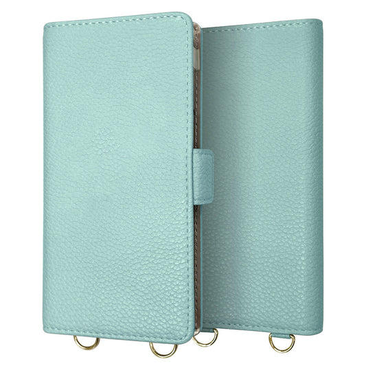 BASIO active SHG09 au スマホショルダー 手帳型 縦向き くすみカラー スタンド機能付