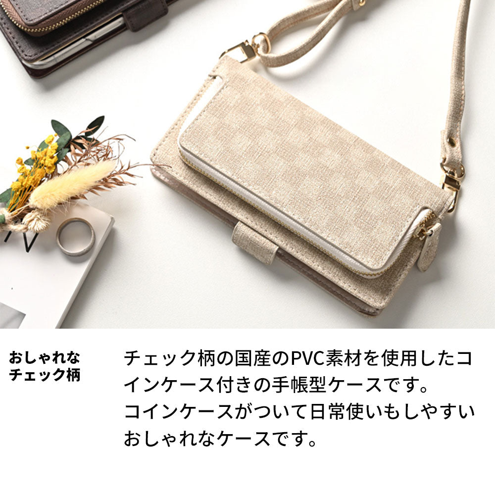 AQUOS zero6 SHG04 au フィオレッティ 市松模様 コインケース付き 手帳型ケース 耐衝撃