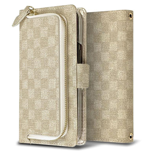 LG style3 L-41A docomo フィオレッティ 市松模様 コインケース付き 手帳型ケース 耐衝撃