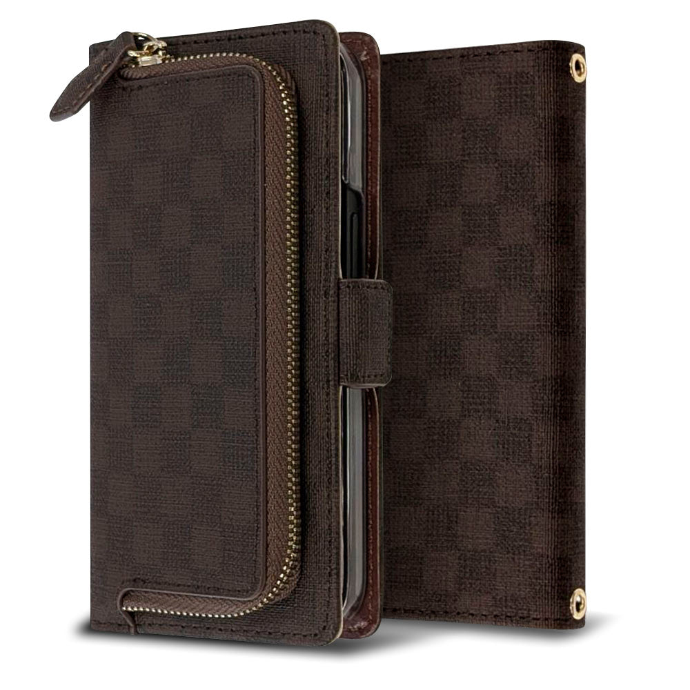 Xperia Ace III A203SO Y!mobile フィオレッティ 市松模様 コインケース付き 手帳型ケース 耐衝撃