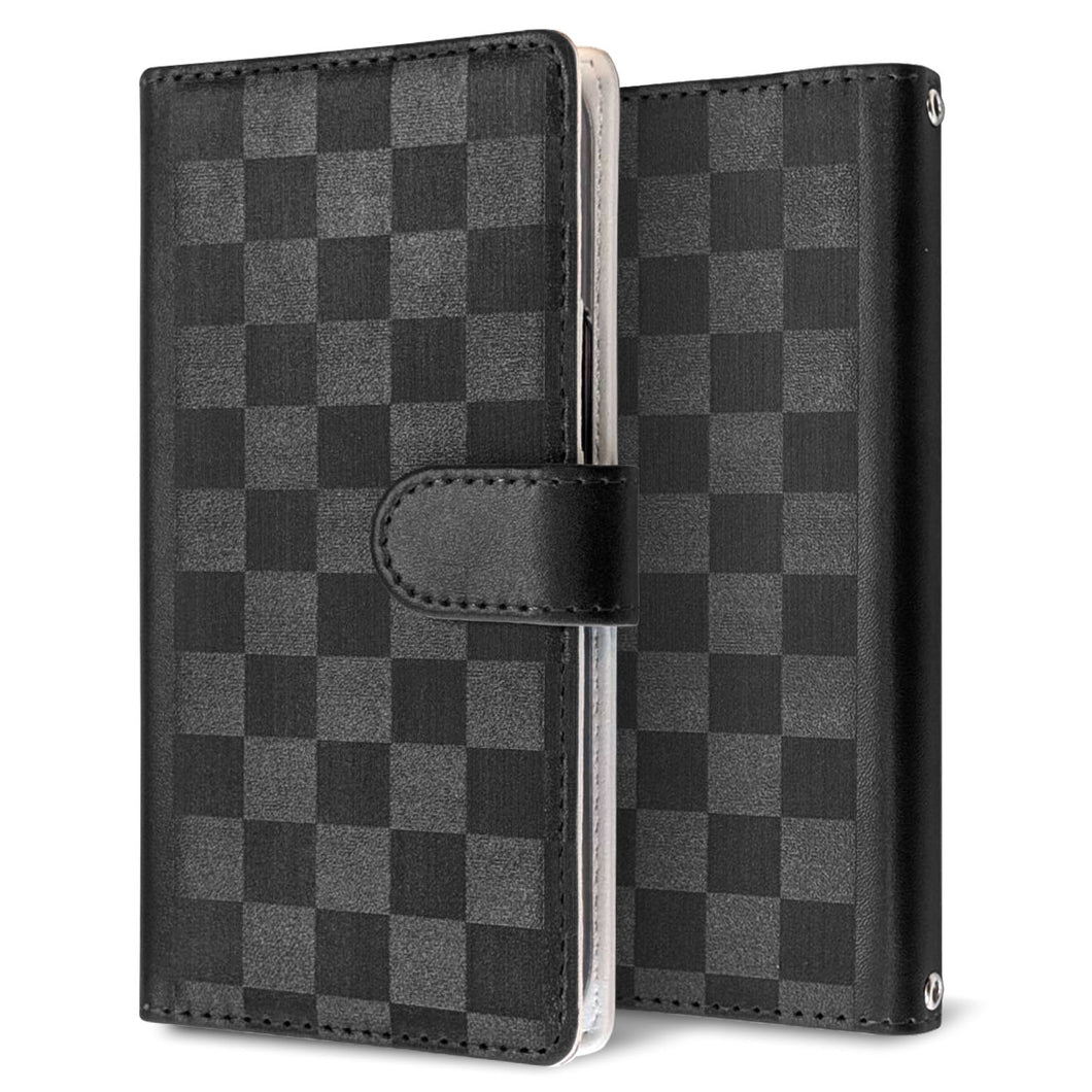 Xperia 1 III SOG03 au かくれ市松模様 手帳型ケース 耐衝撃