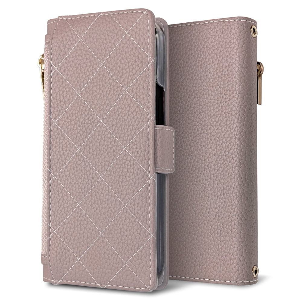 moto g13 キルティング コインケース付き スマホケース 手帳型 ミラー付き サイドマグネット