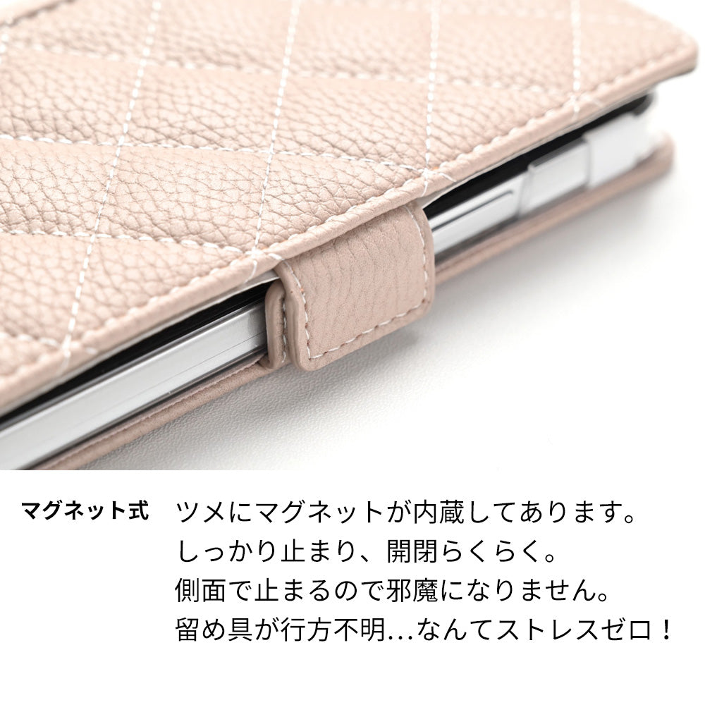 Xperia 10 V SOG11 au キルティング コインケース付き スマホケース 手帳型 ミラー付き サイドマグネット