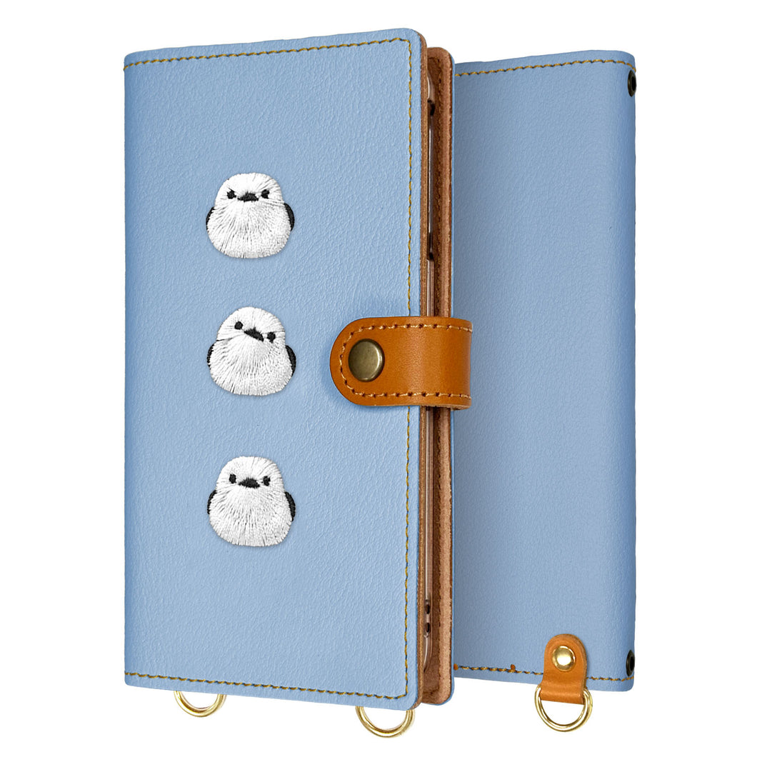 moto g8 plus 刺繍 シマエナガ 手帳型ケース 耐衝撃