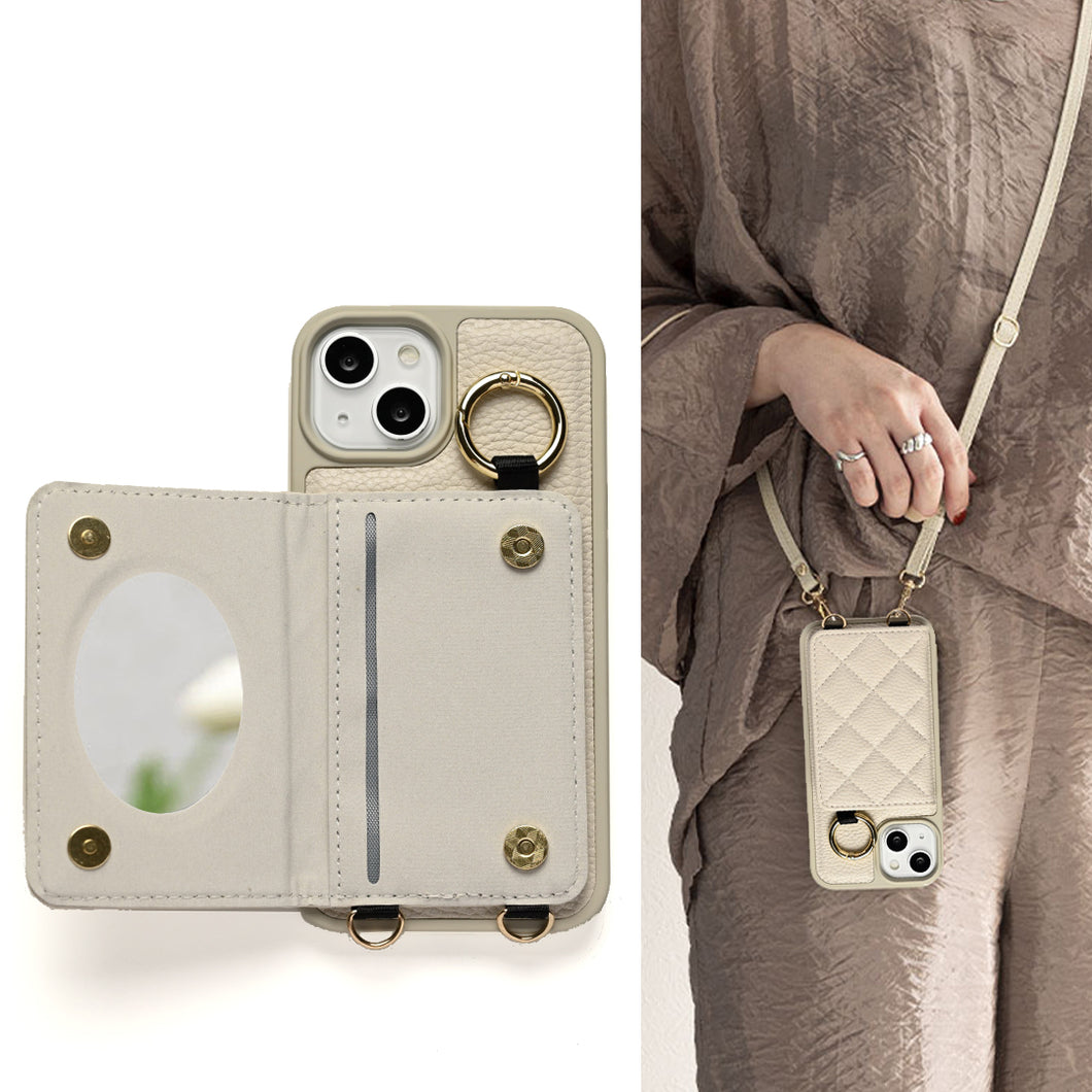 OPPO reno9 A キルティング カラー リアケース 2つ折りカードケース ミラー付き