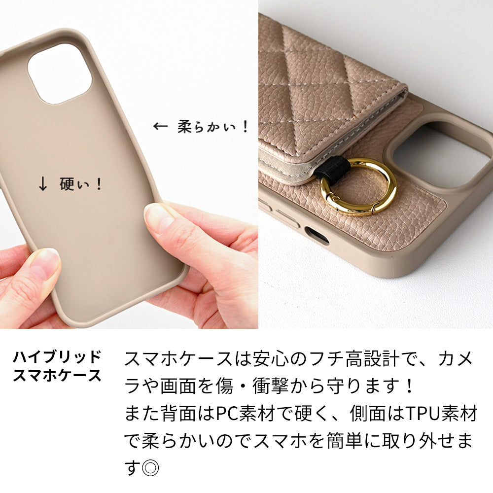 AQUOS sense4 SH-M15 キルティング カラー リアケース 2つ折りカードケース ミラー付き
