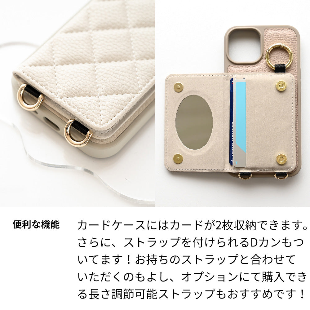 AQUOS sense4 SH-M15 キルティング カラー リアケース 2つ折りカードケース ミラー付き