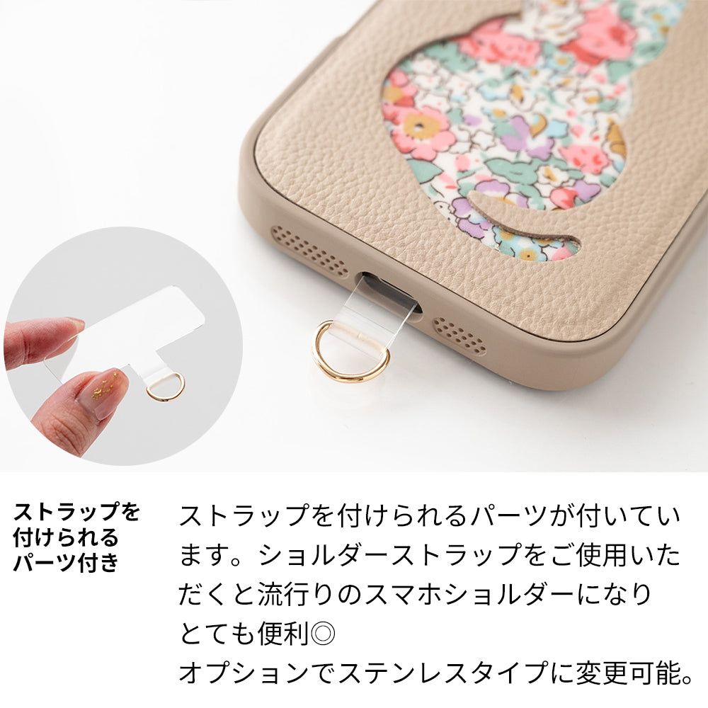 iPhone17e リバティ猫・リバティうさぎ 本革 スマホショルダー カラーリアケース スマホケース