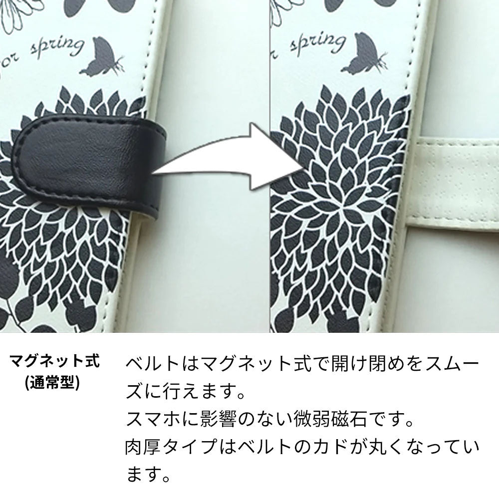 Xperia 5 V SOG12 au 昭和レトロ 花柄 高画質仕上げ プリント手帳型ケース 耐衝撃