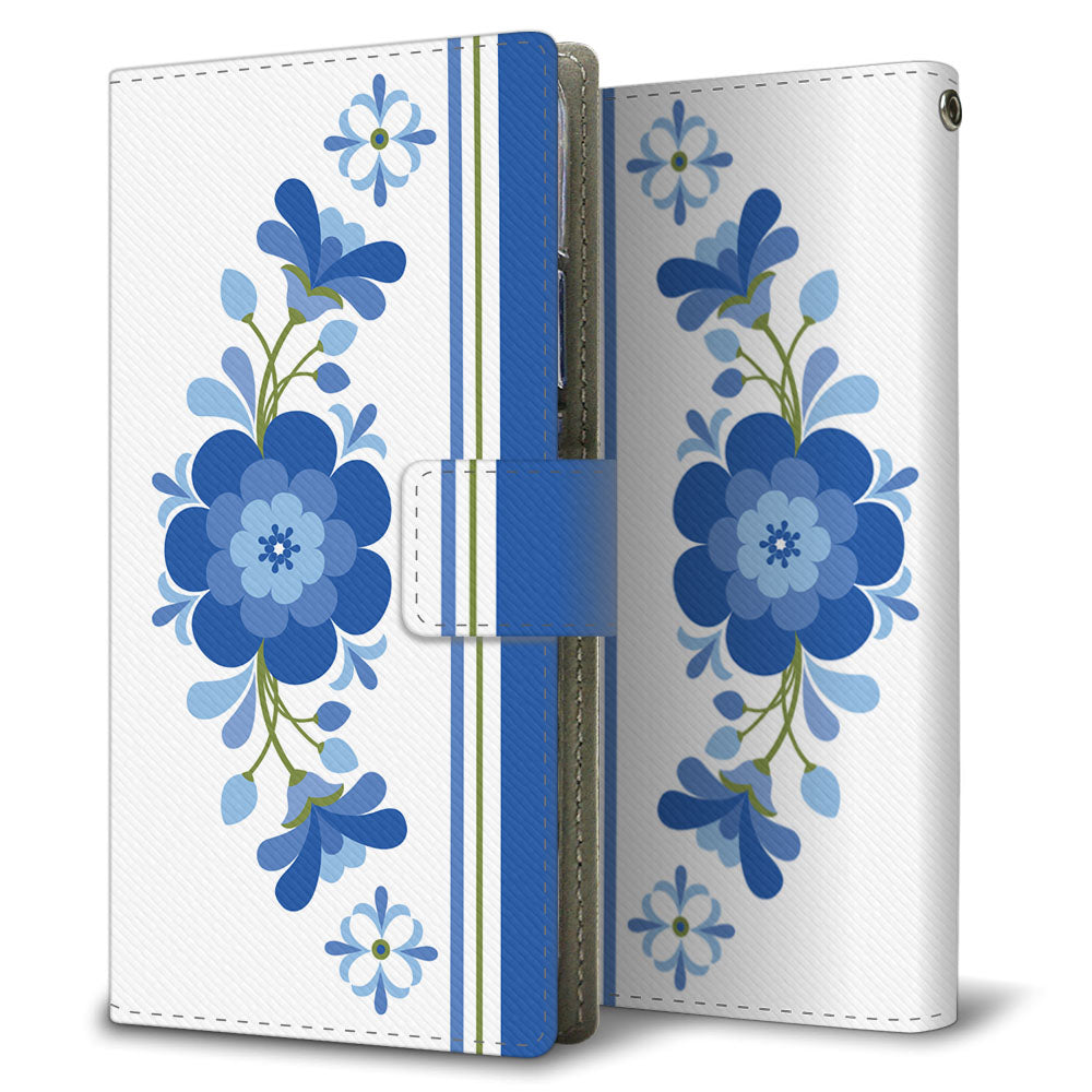 Xperia 5 II SOG02 au 昭和レトロ 花柄 高画質仕上げ プリント手帳型ケース 耐衝撃