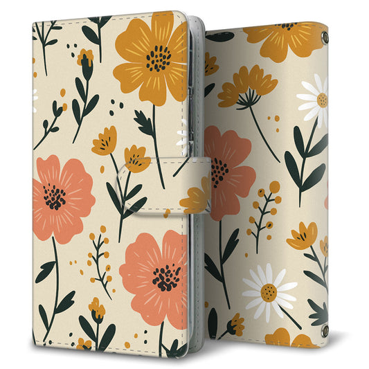 Xperia Ace III SOG08 au 北欧風花柄 大人かわいい プリント手帳型ケース 耐衝撃