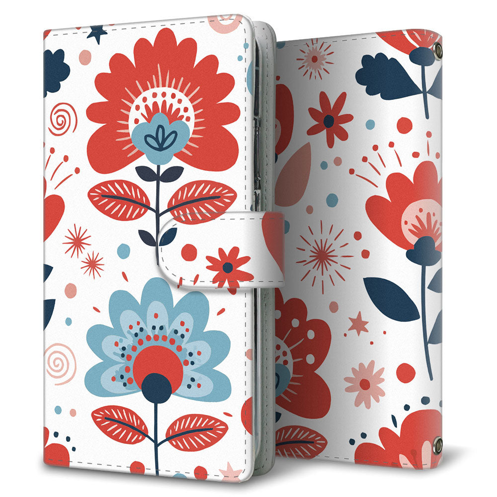 AQUOS wish A104SH Y!mobile 北欧風花柄 大人かわいい プリント手帳型ケース 耐衝撃