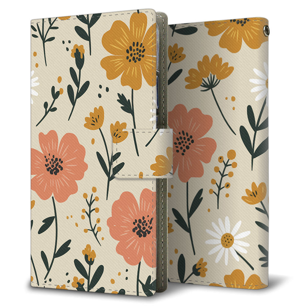 Xperia Z5 SO-01H docomo 北欧風花柄 大人かわいい プリント手帳型ケース 耐衝撃