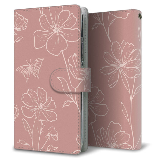 Xperia Ace III A203SO Y!mobile 花のスケッチ 大人かわいい プリント手帳型ケース 耐衝撃