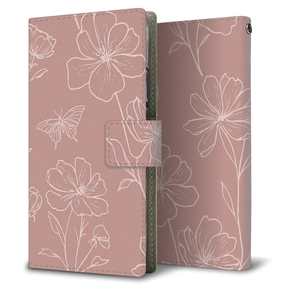 Google Pixel 5a (5G) 花のスケッチ 大人かわいい プリント手帳型ケース 耐衝撃