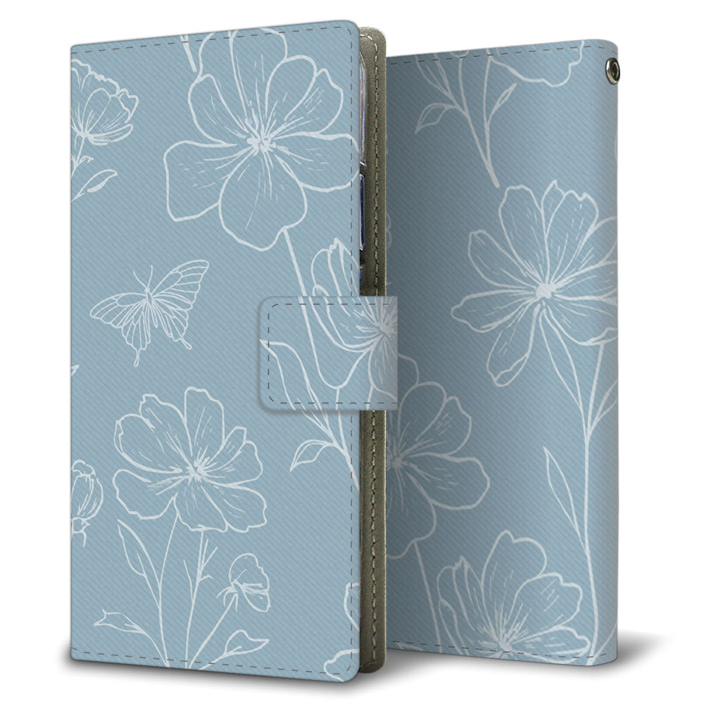 AQUOS R2 SH-03K docomo 花のスケッチ 大人かわいい プリント手帳型ケース 耐衝撃