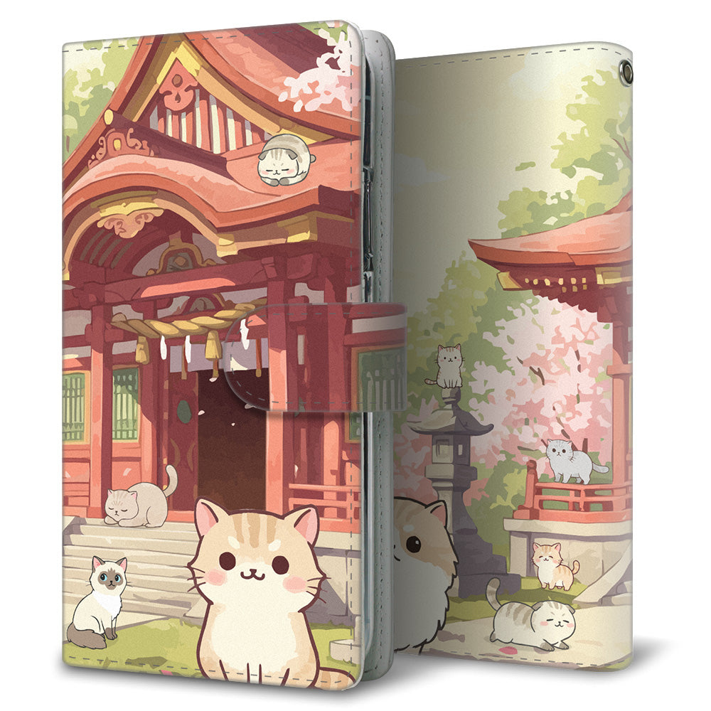 BASIO4 au ネコとかわいい時間 プリント手帳型ケース 耐衝撃