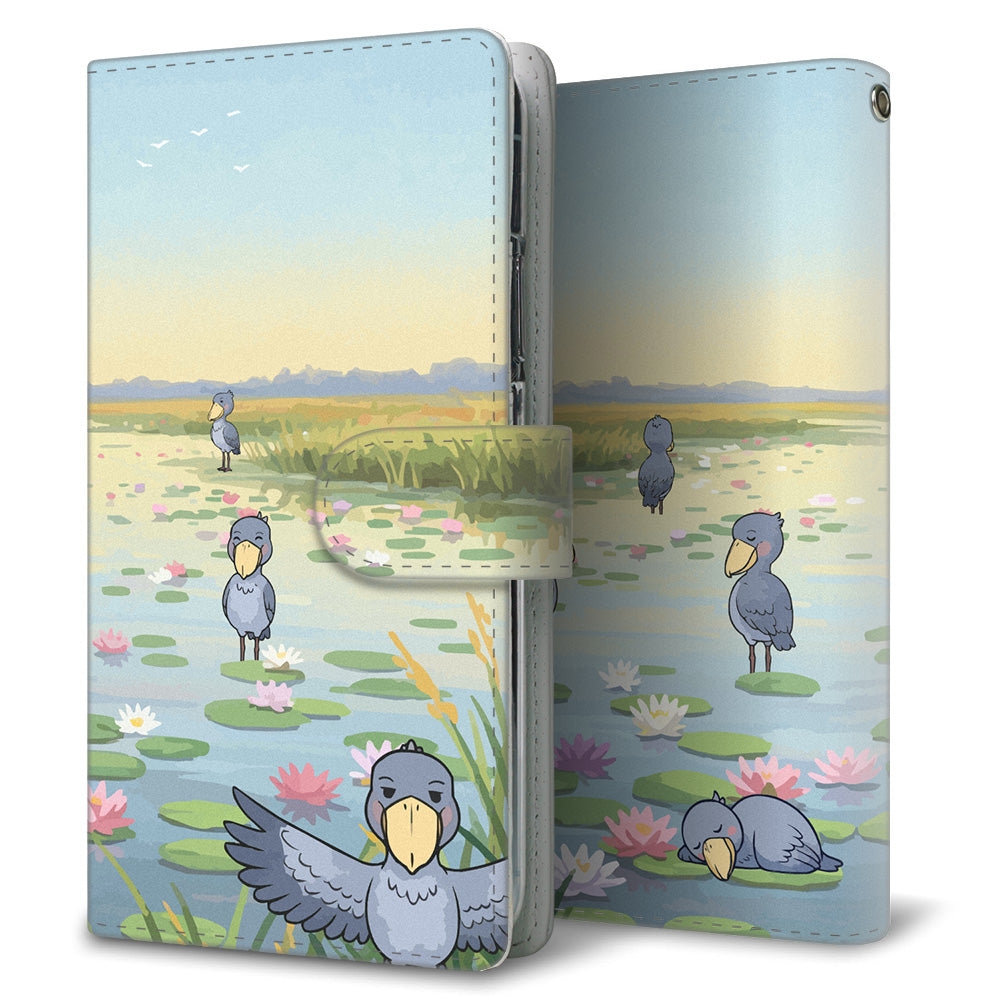 Xperia 1 V SOG10 au ハシビロコウとかわいい時間 プリント手帳型ケース 耐衝撃