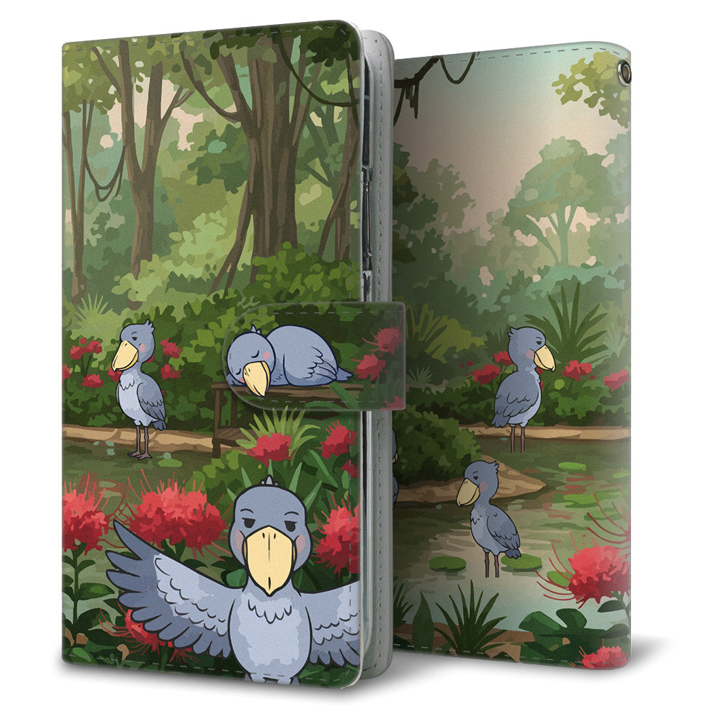 OPPO Find X3 Pro OPG03 au ハシビロコウとかわいい時間 プリント手帳型ケース 耐衝撃