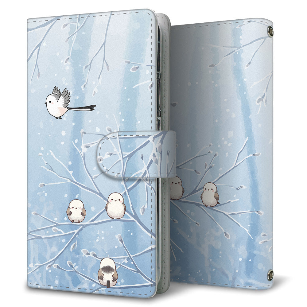 Android One S10 Y!mobile シマエナガとかわいい時間 プリント手帳型ケース 耐衝撃