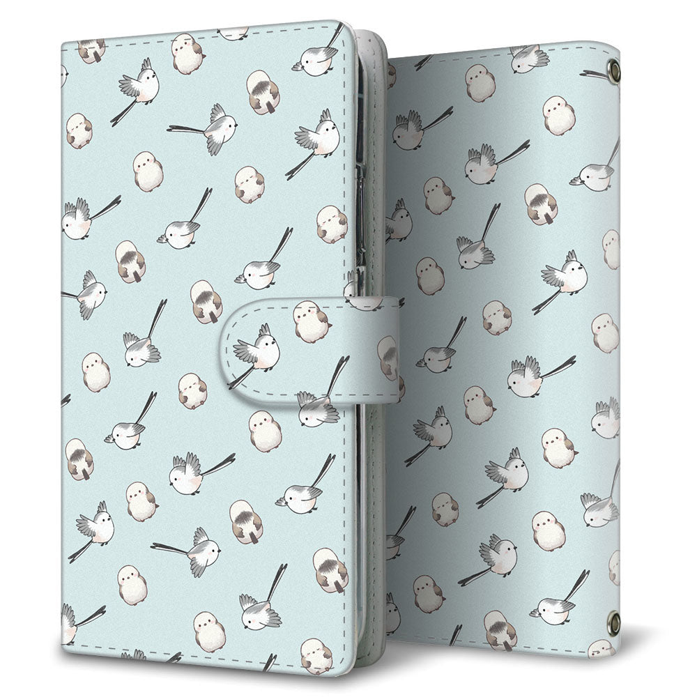 Xperia 8 SOV42 au シマエナガとかわいい時間 プリント手帳型ケース 耐衝撃