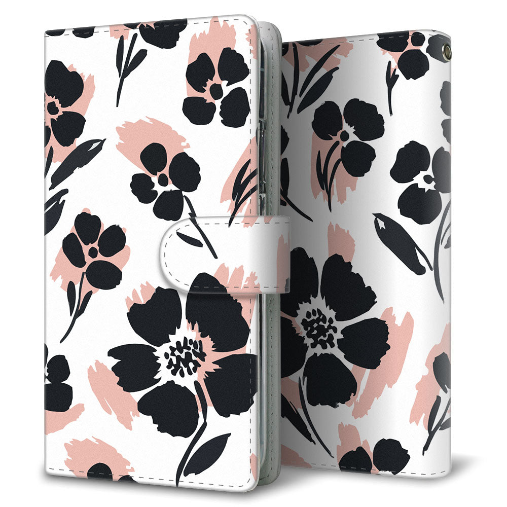 Galaxy S25 Ultra SM-S938Z SoftBank スミ花柄 大人かわいい プリント手帳型ケース 耐衝撃