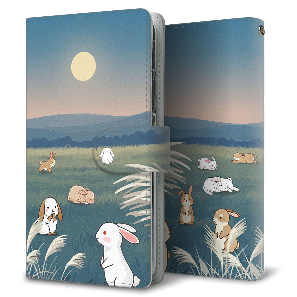 HUAWEI P40 lite E ART-L29N ウサギとかわいい時間 プリント手帳型ケース 耐衝撃