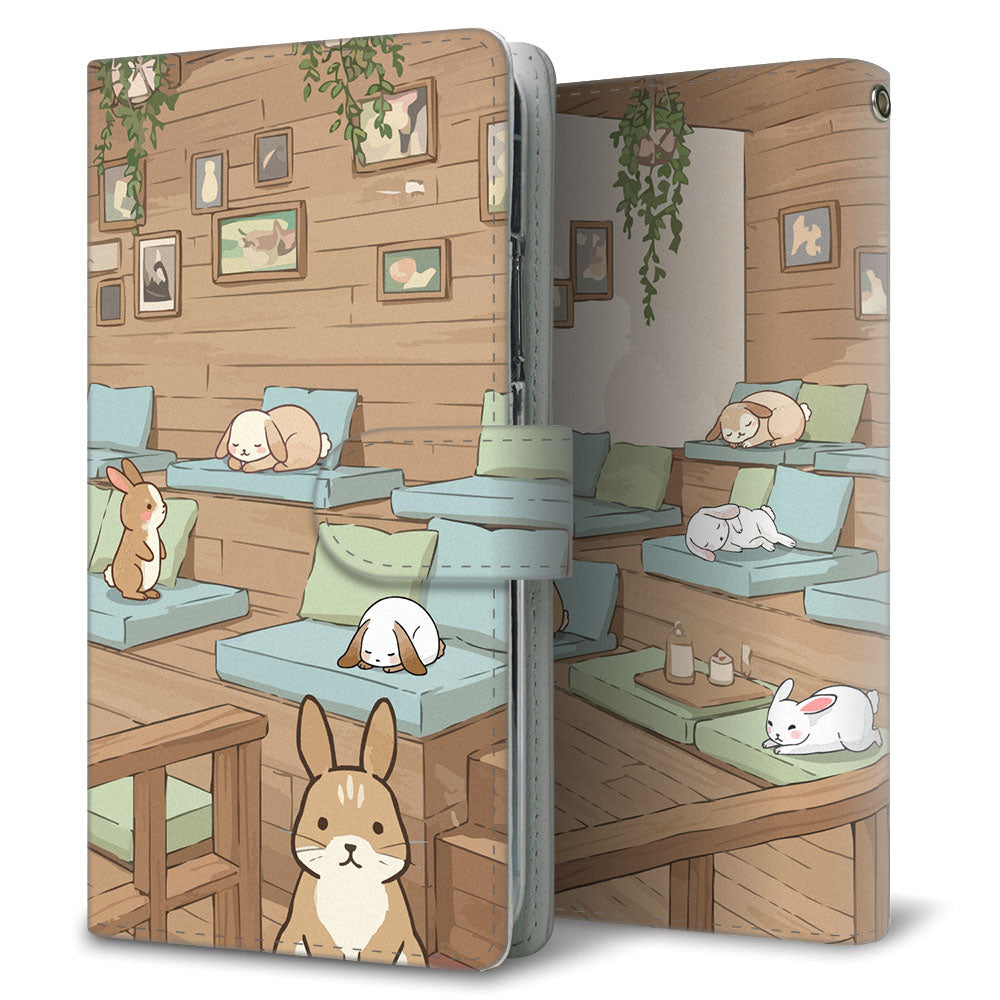 Galaxy A55 5G SC-53E docomo ウサギとかわいい時間 プリント手帳型ケース 耐衝撃