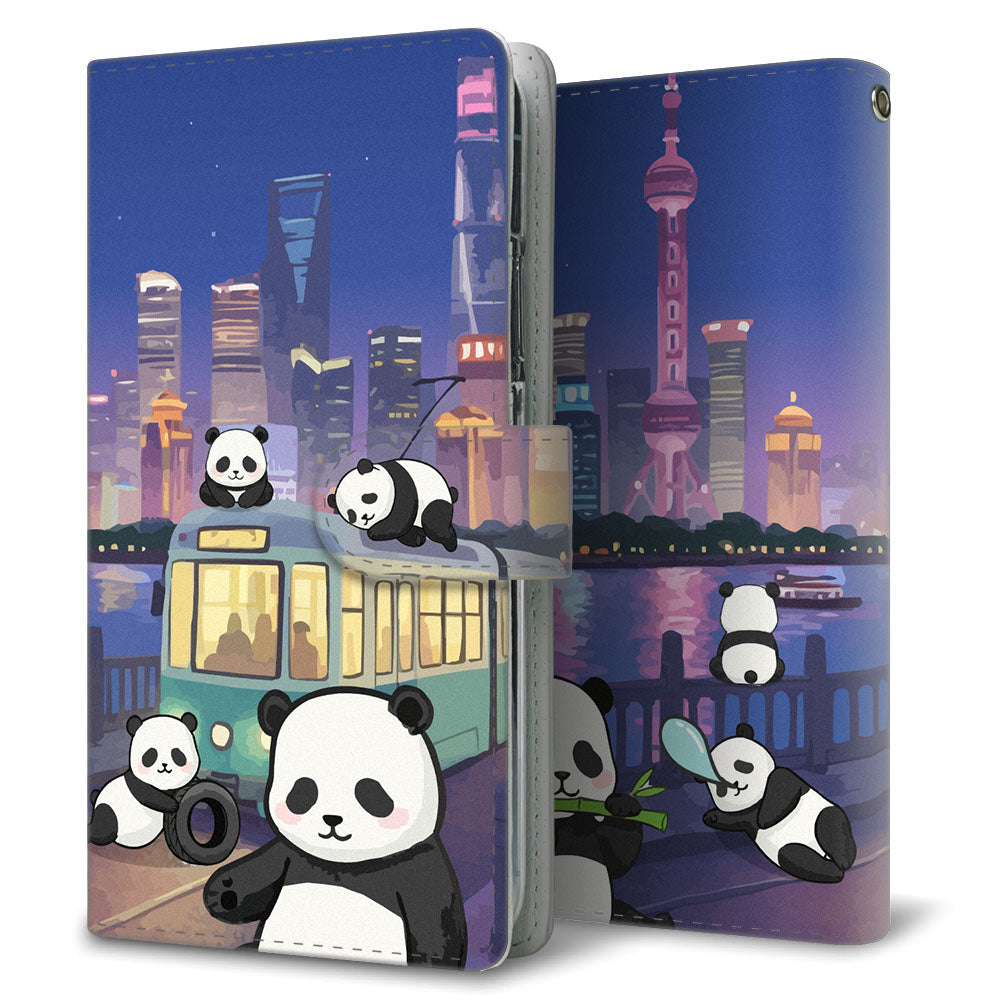 AQUOS sense4 basic A003SH Y!mobile パンダとかわいい時間 プリント手帳型ケース 耐衝撃