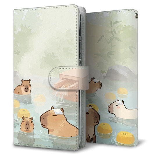 Xperia X Performance SOV33 au カピバラとかわいい時間 プリント手帳型ケース 耐衝撃