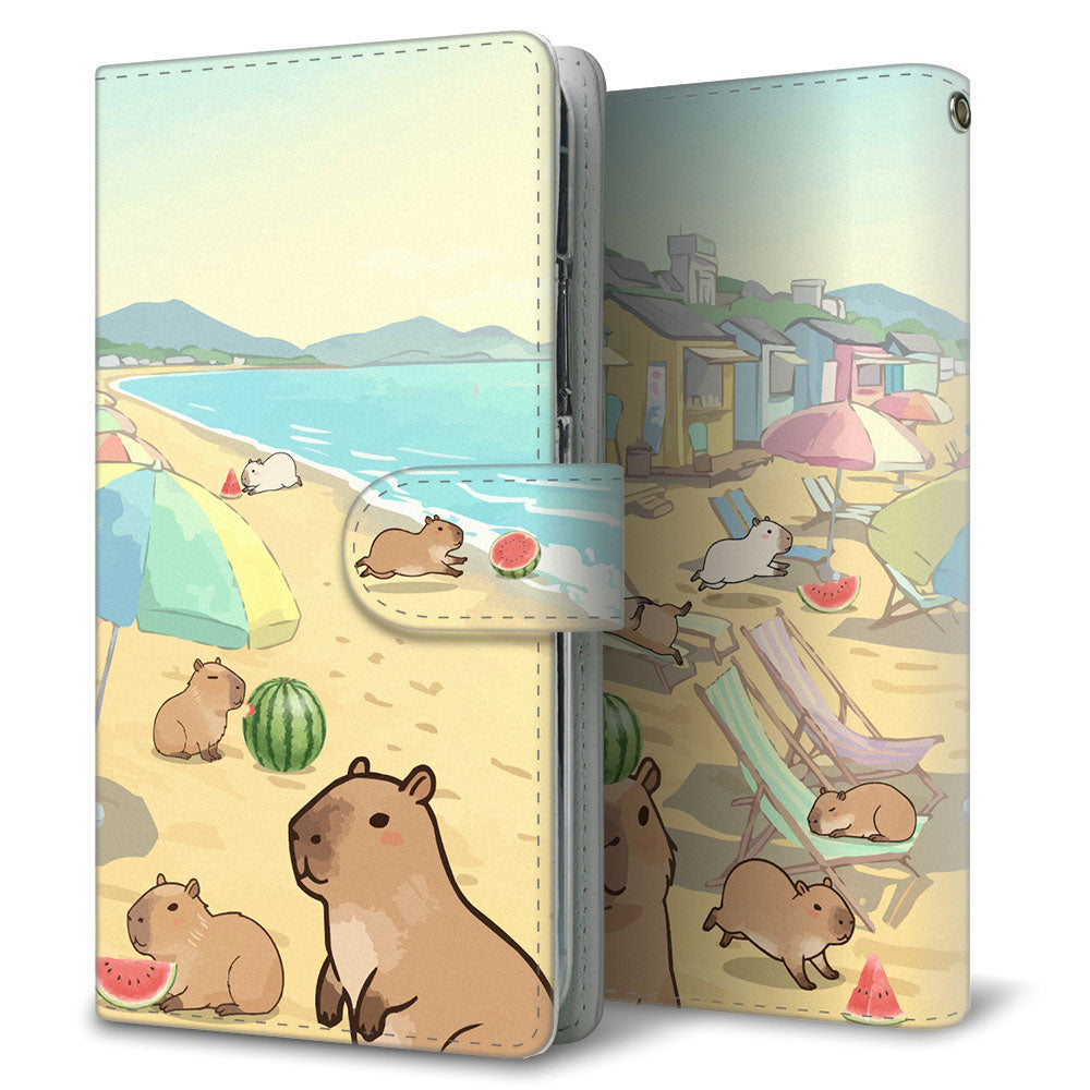 Galaxy Note10+ SCV45 au カピバラとかわいい時間 プリント手帳型ケース 耐衝撃