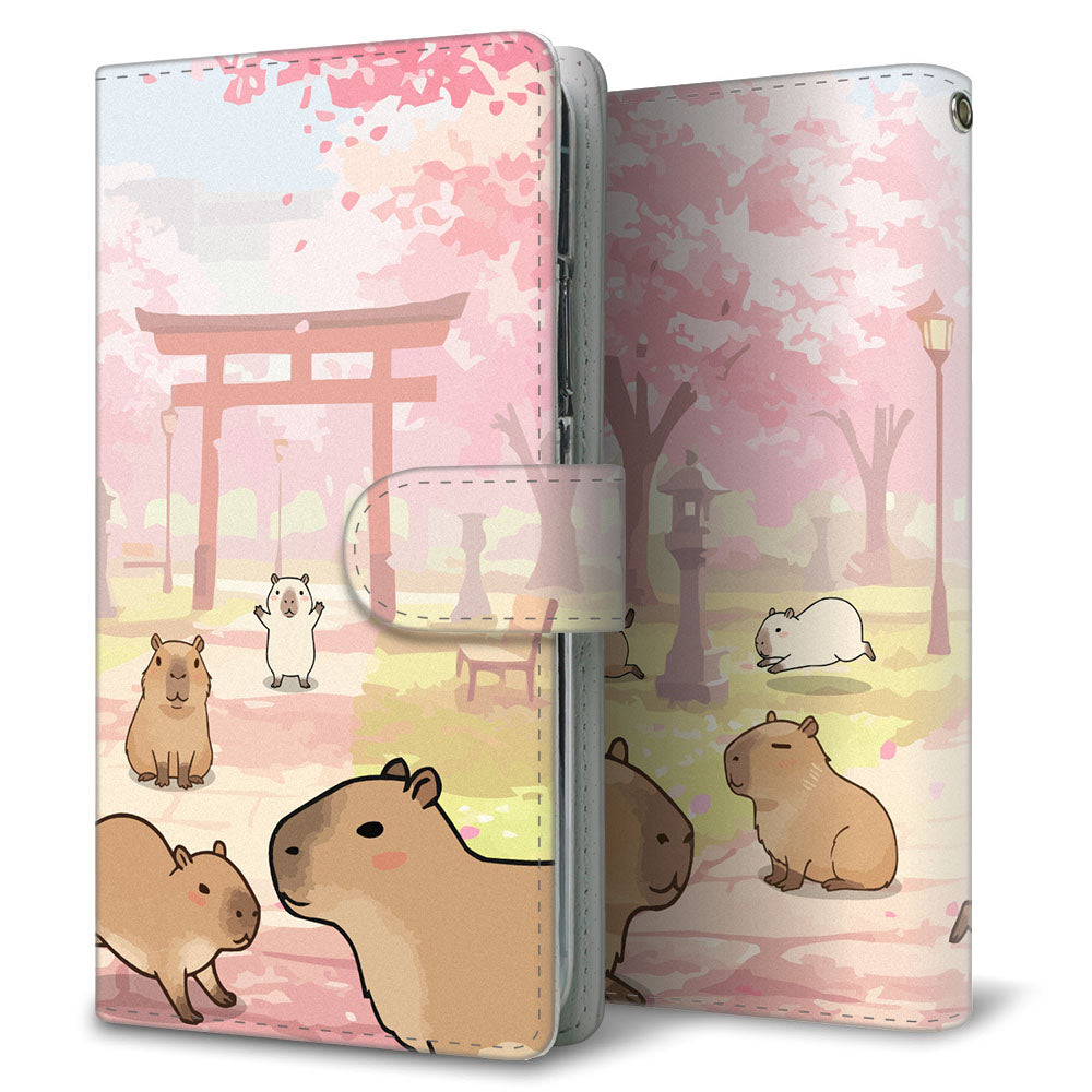 AQUOS wish A104SH Y!mobile カピバラとかわいい時間 プリント手帳型ケース 耐衝撃