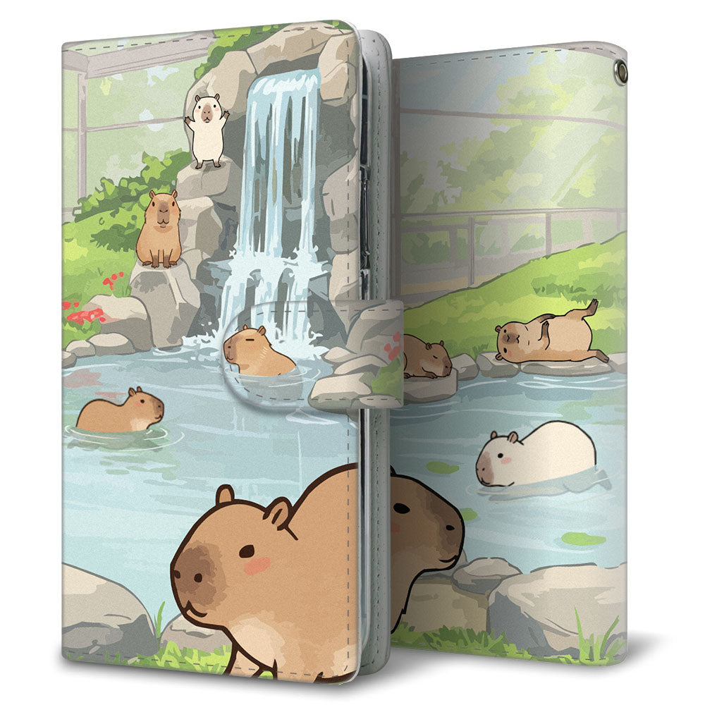 Xperia 10 II A001SO Y!mobile カピバラとかわいい時間 プリント手帳型ケース 耐衝撃