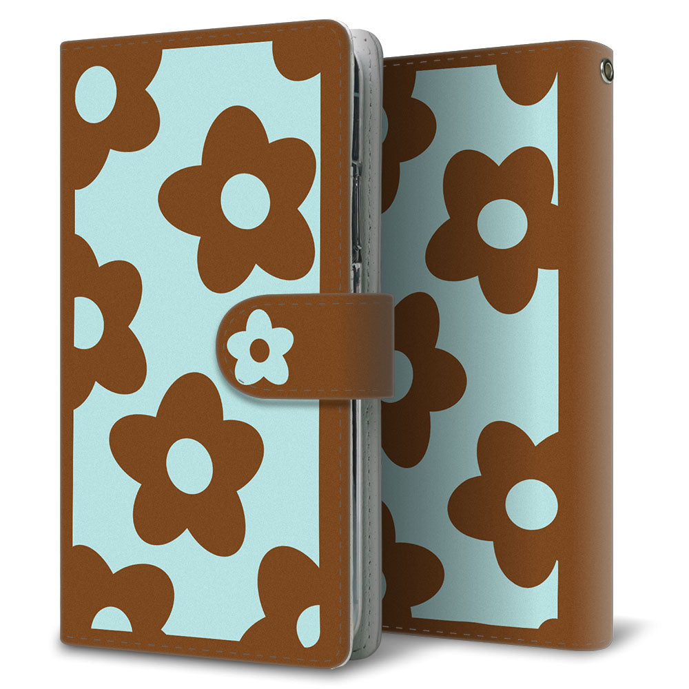 iPhone16e ふちどりデイジー 大人かわいい プリント手帳型ケース 耐衝撃