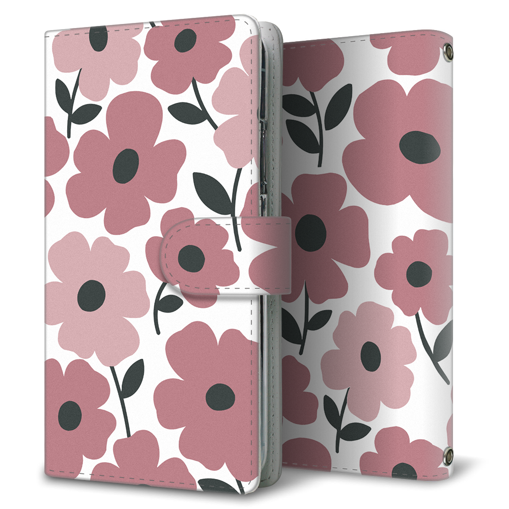 AQUOS sense3 basic SHV48 au トーンフラワーズ 大人かわいい プリント手帳型ケース 耐衝撃