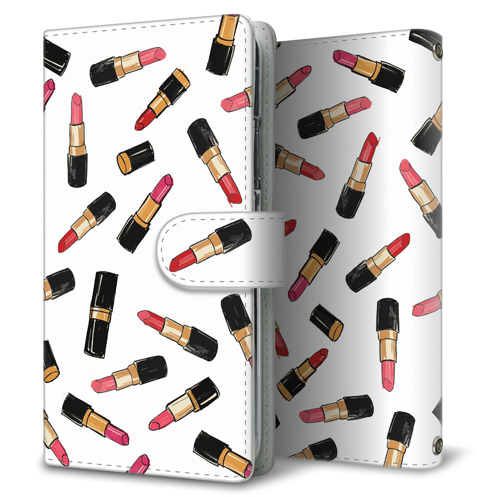 iPhone XR リップスケッチ 大人かわいい プリント手帳型ケース 耐衝撃