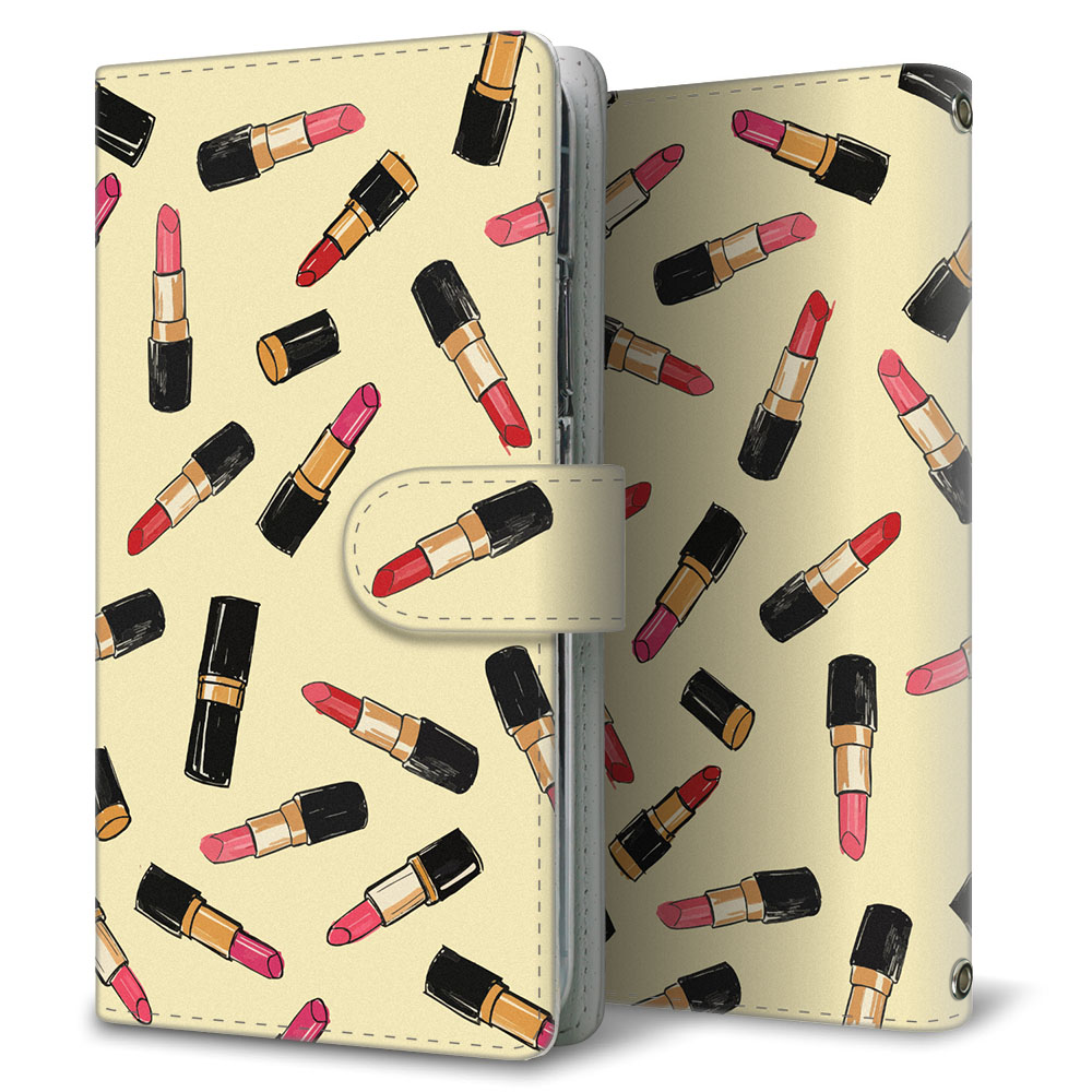 AQUOS L2 SH-L02 UQmobile リップスケッチ 大人かわいい プリント手帳型ケース 耐衝撃