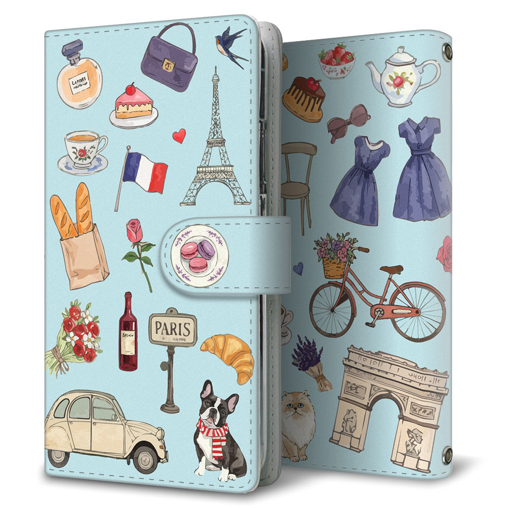 AQUOS R3 SHV44 au パリジェンヌ 大人かわいい プリント手帳型ケース 耐衝撃