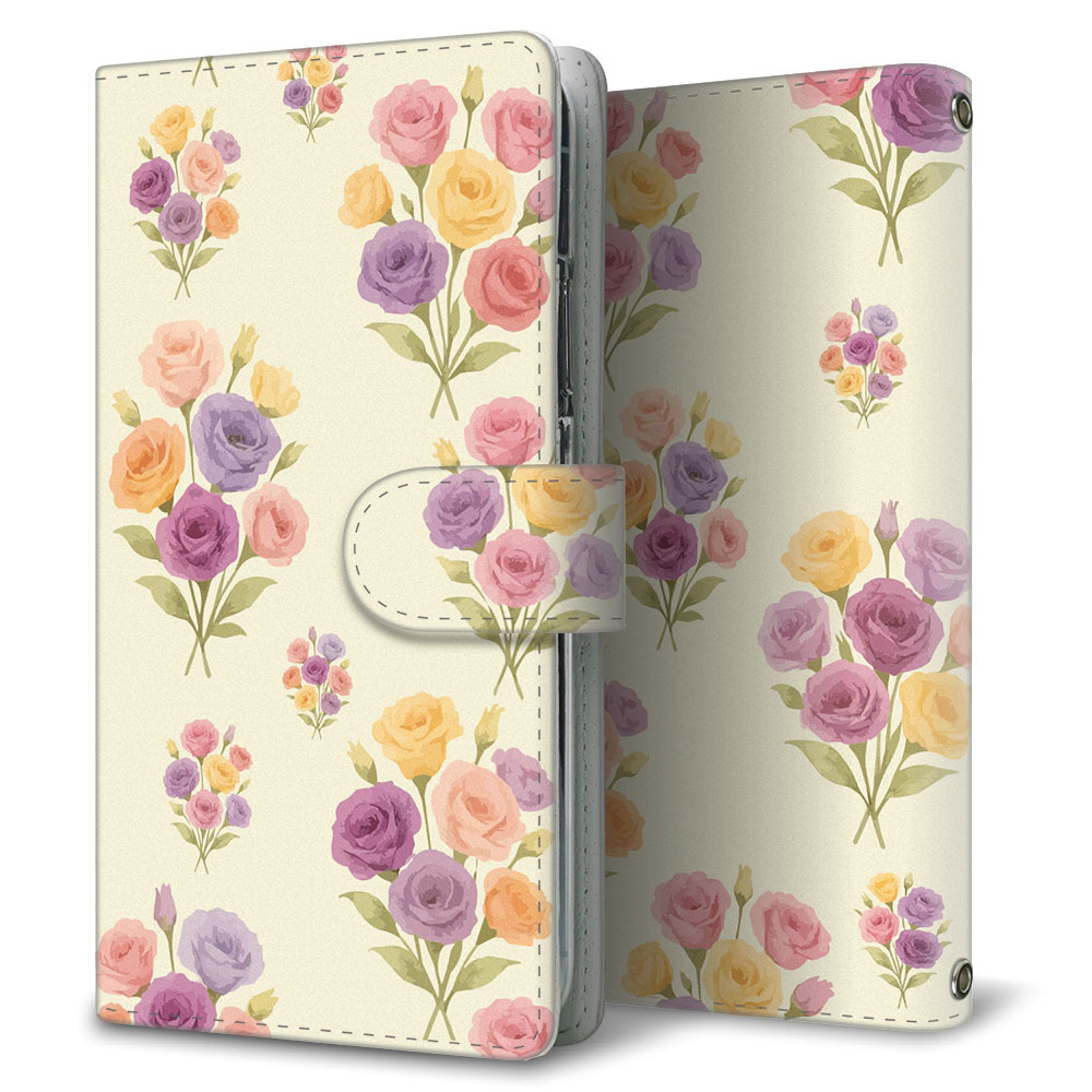 シンプルスマホ3 509SH SoftBank ブーケコレクション 大人かわいい花柄 プリント手帳型ケース 耐衝撃