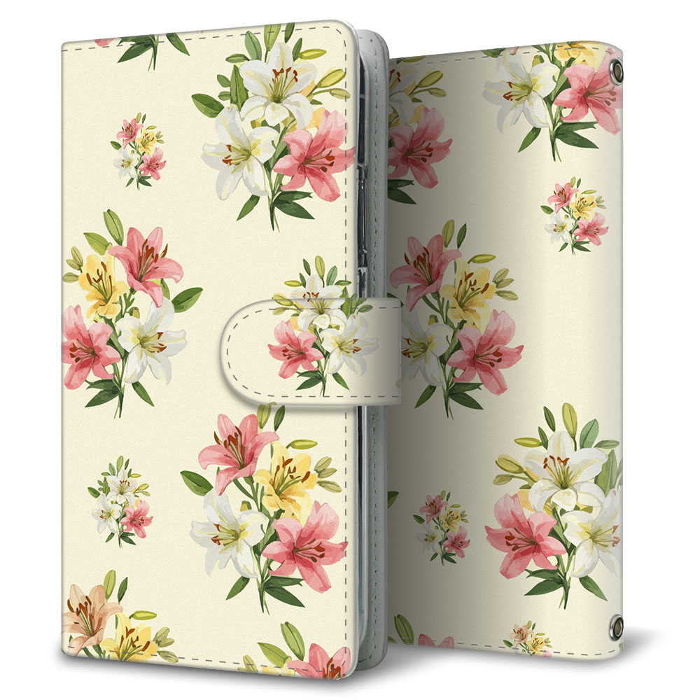 シンプルスマホ5 A001SH SoftBank ブーケコレクション 大人かわいい花柄 プリント手帳型ケース 耐衝撃