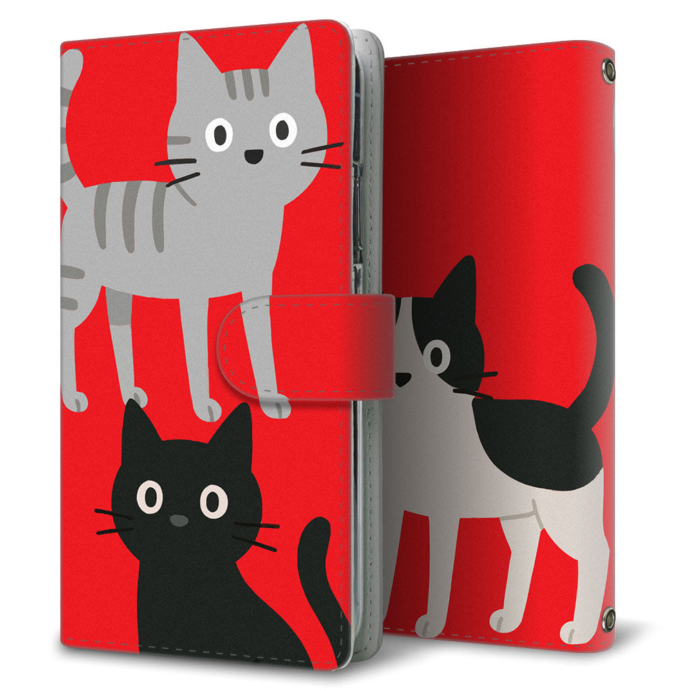 LG VELVET L-52A docomo サイレントキャット プリント手帳型ケース 耐衝撃