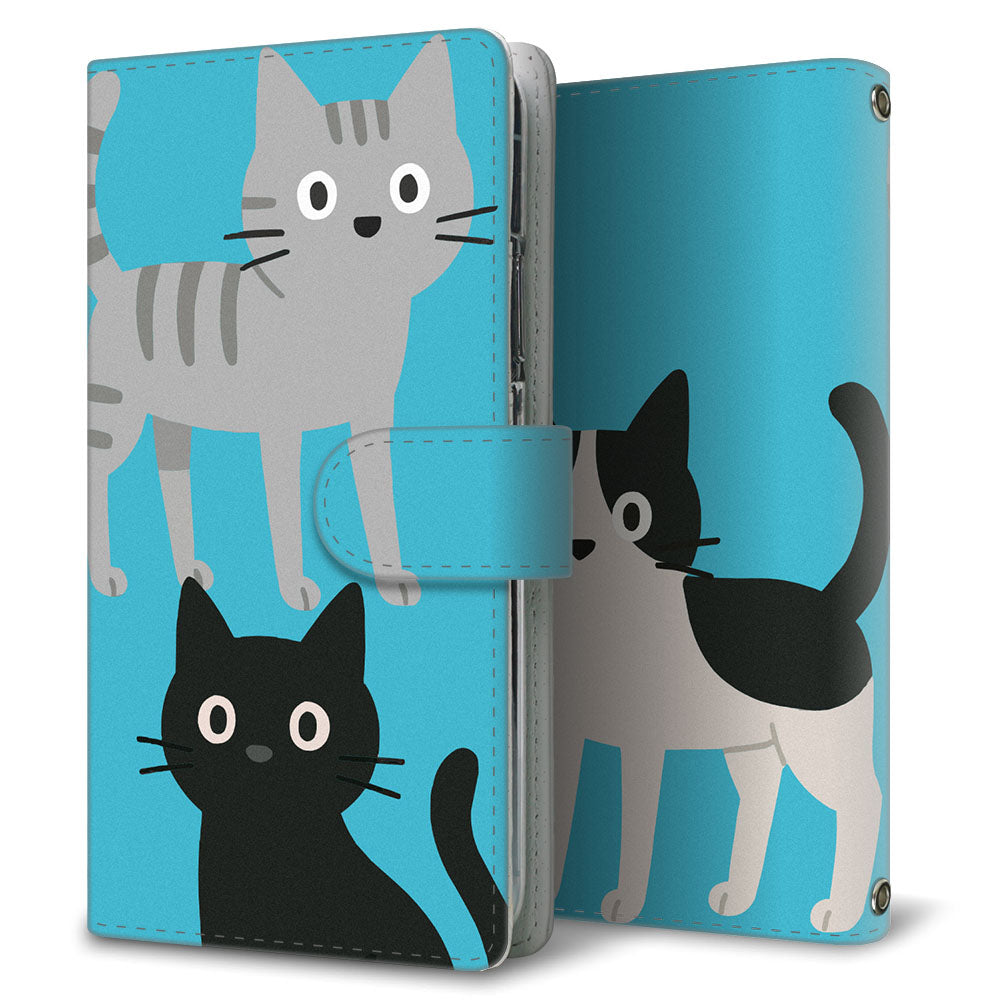 iPhone XR サイレントキャット プリント手帳型ケース 耐衝撃