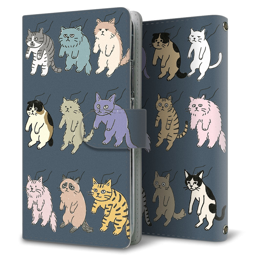 Galaxy S23 FE SCG24 au 借りてきた猫 プリント手帳型ケース 耐衝撃