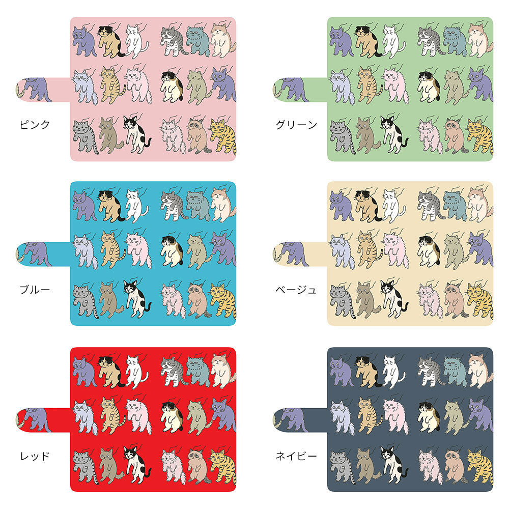 arrows We2 FCG02 au 借りてきた猫 プリント手帳型ケース 耐衝撃