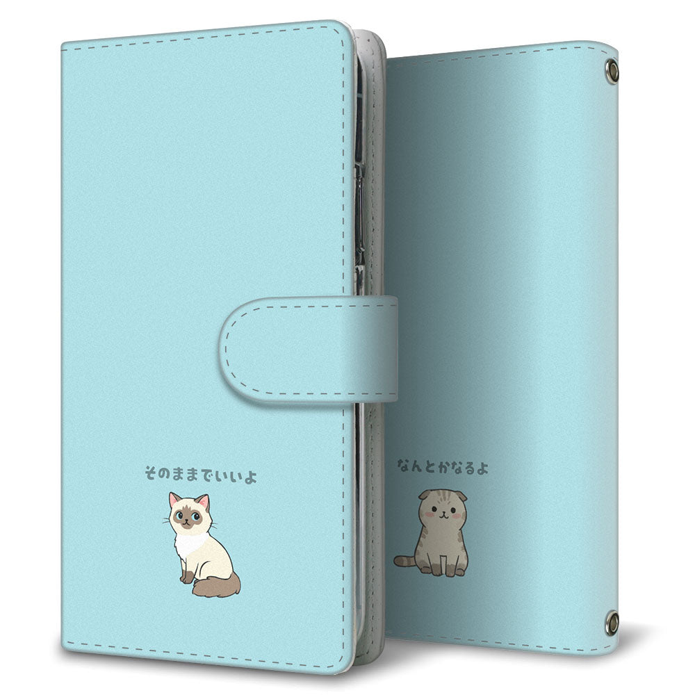 Redmi 12 5G XIG03 au ネコと優しい言葉 プリント手帳型ケース 耐衝撃