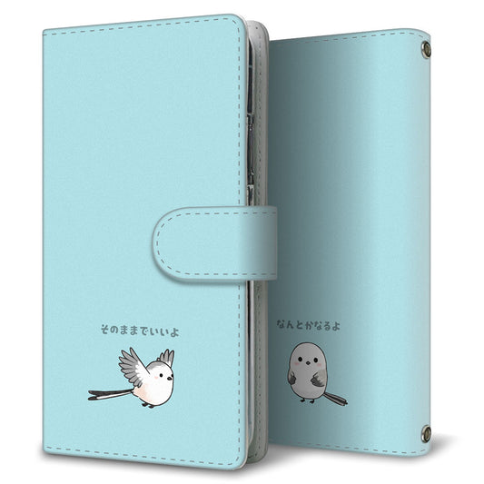 AQUOS wish5 SH-52F docomo シマエナガと優しい言葉 プリント手帳型ケース 耐衝撃