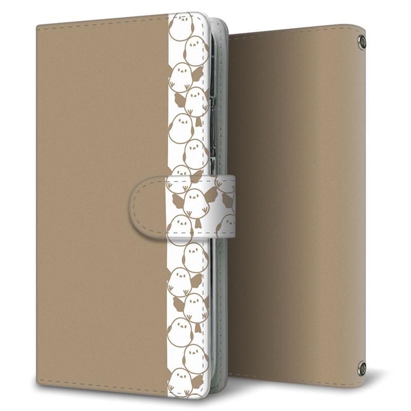 Libero 5G III A202ZT Y!mobile くすみシマエナガ プリント手帳型ケース 耐衝撃