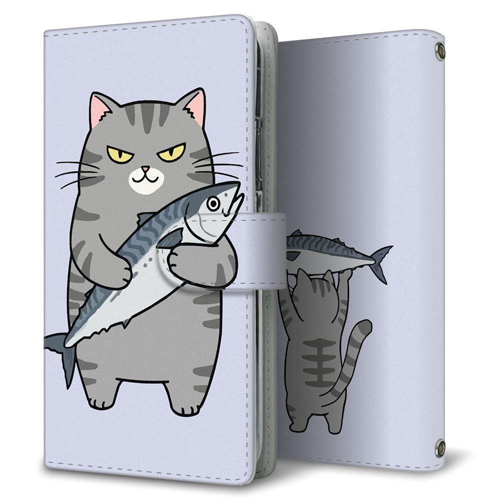 AQUOS wish SHG06 au サバトラ猫とサバ プリント手帳型ケース 耐衝撃
