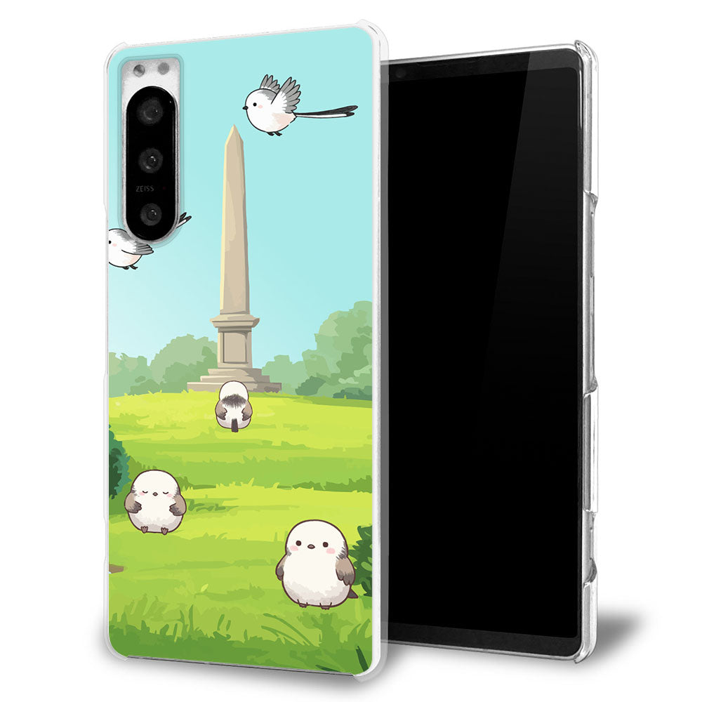 AQUOS R SHV39 au シマエナガとかわいい時間 透明クリアハードケース